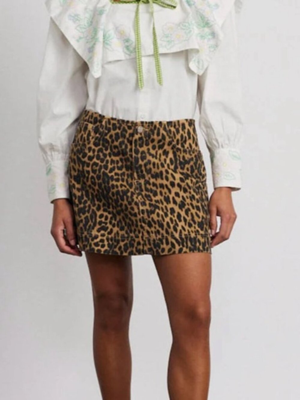 Leopard Print Mini Skirt - Brown